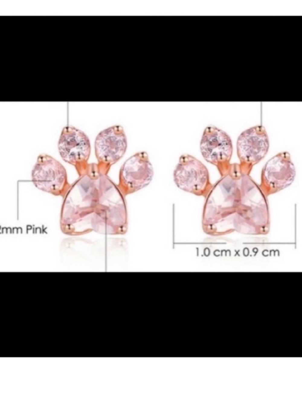 Pink Heart Paw earrings / stud (2 pairs bundle) - Picture 2 of 5